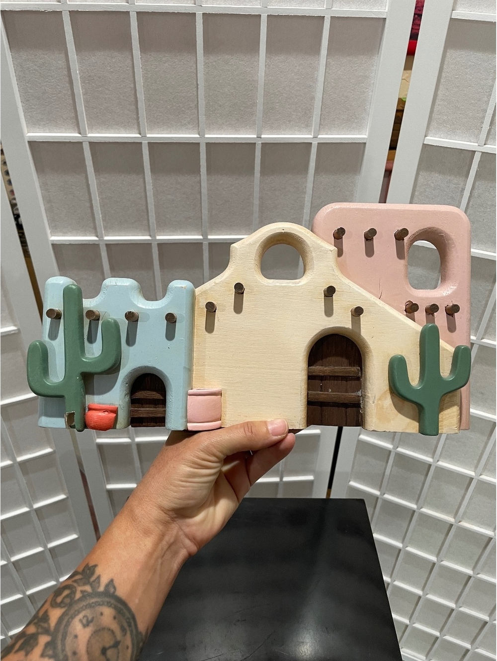 Vintage Wooden Southwestern Wall Key Holder